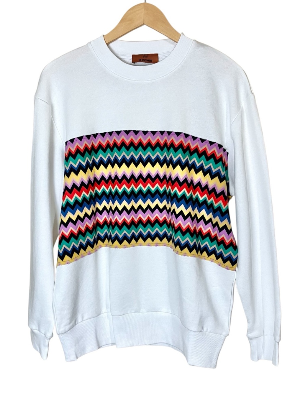 NWT Missoni Multi Chevron Raschel Crew Neck Sweatshirt Size Small